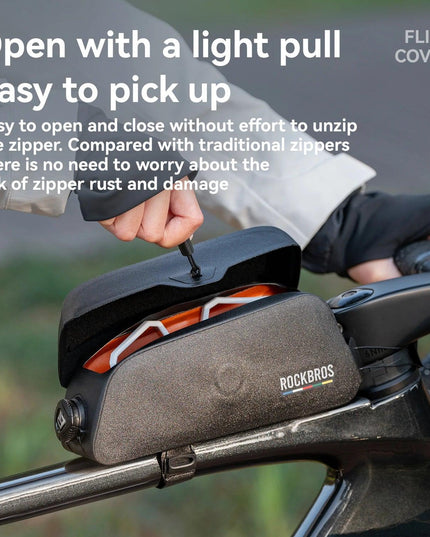 ROCKBROS Waterproof Bicycle Top Tube Bag Lightweight Bike Frame Pack Durable Cycling Storage Bag for Mountain and Road Bikes