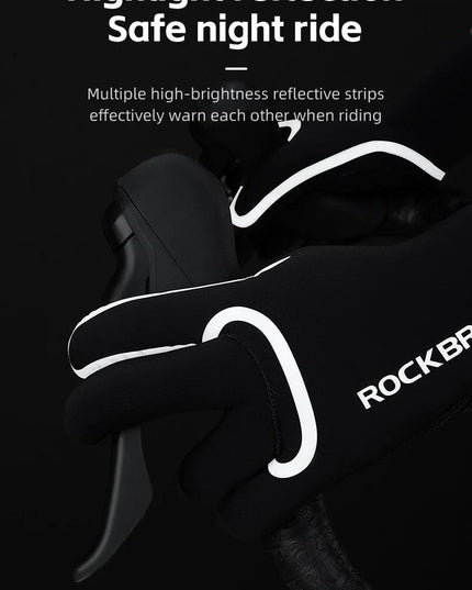 ROCKBROS Winter Warm Gloves Windproof Waterproof Bicycle Sports Mitten Warm Fleece Gloves Non-slip Motorcycle Ski Riding Gloves