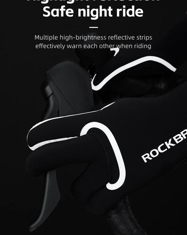 ROCKBROS Winter Warm Gloves Windproof Waterproof Bicycle Sports Mitten Warm Fleece Gloves Non-slip Motorcycle Ski Riding Gloves