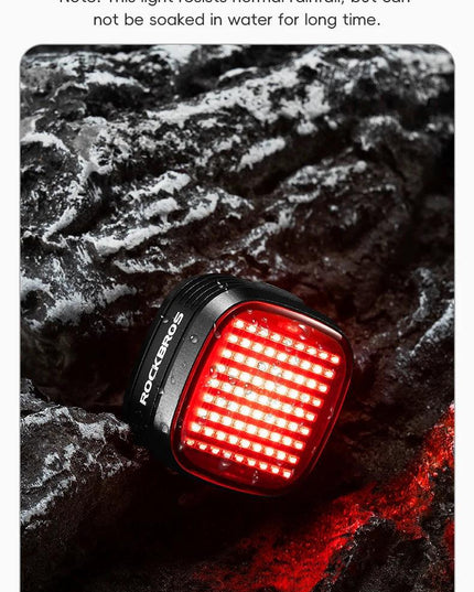 ROCKBROS Bicycle Rear Light Smart Sync Brake Sensing Taillight 12 Modes Ipx6 Rechargeable Rear Light MTB Road Bike Accessories