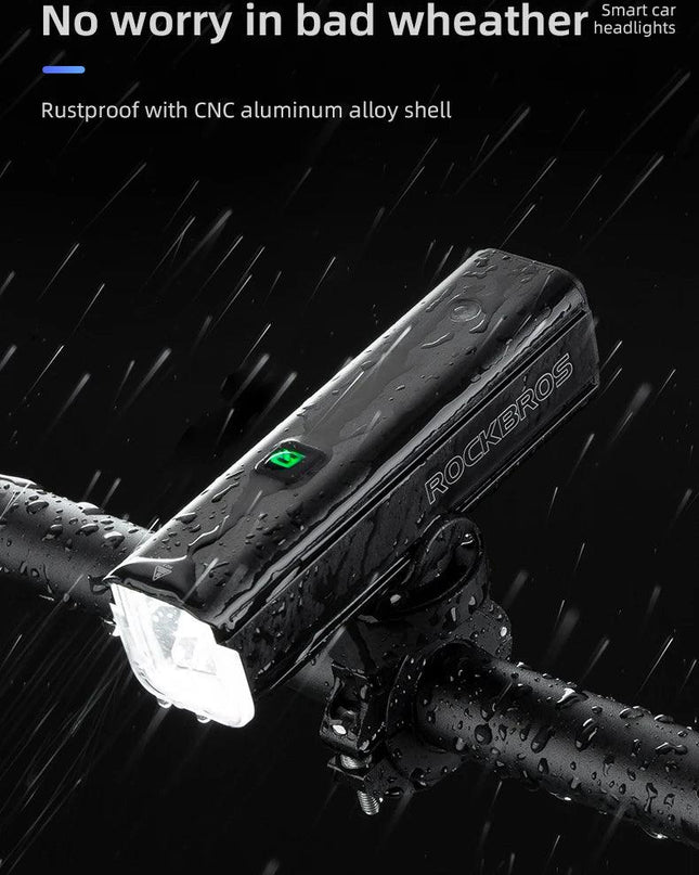 ROCKBROS Bike Light 1500LM5000mAh Type-C Bicycle Light Temperature Control  IPX6 Aluminum LED Light Front Lamp Cycling Headlight