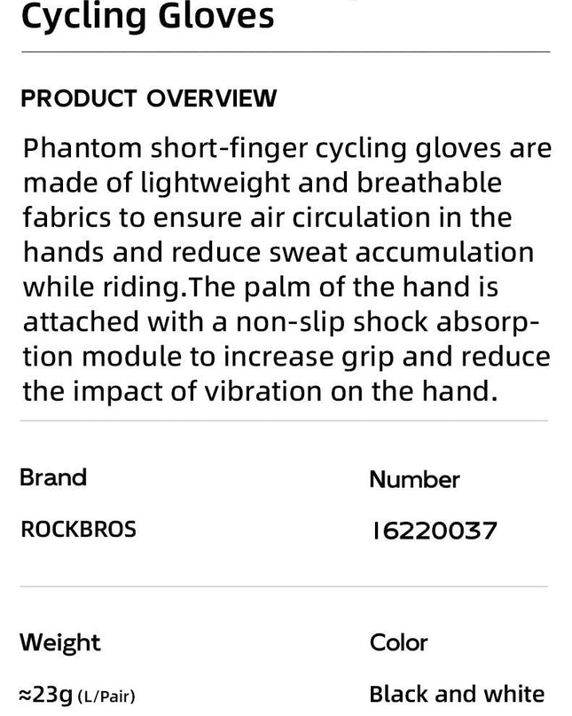 ROCKBROS Cycling Gloves Half Finger Summer Men Women Gloves Breathable Anti Slip MTB Road Bike Gloves Fitness Shock-absorbing