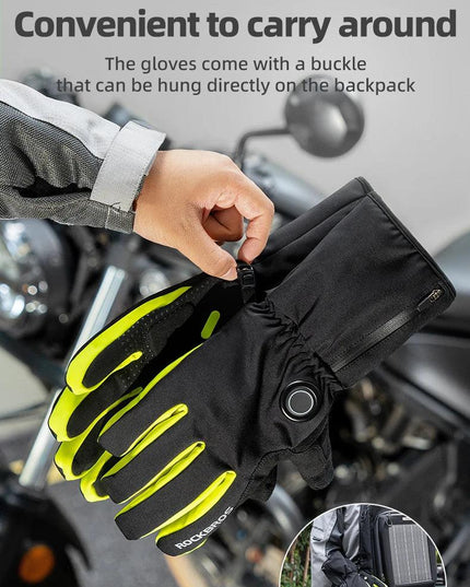 ROCKBROS Warm Heating Gloves Cycling Electric Heating Gloves Intelligent Sensing Winter Thermal Ski Long Glove Type-C charging