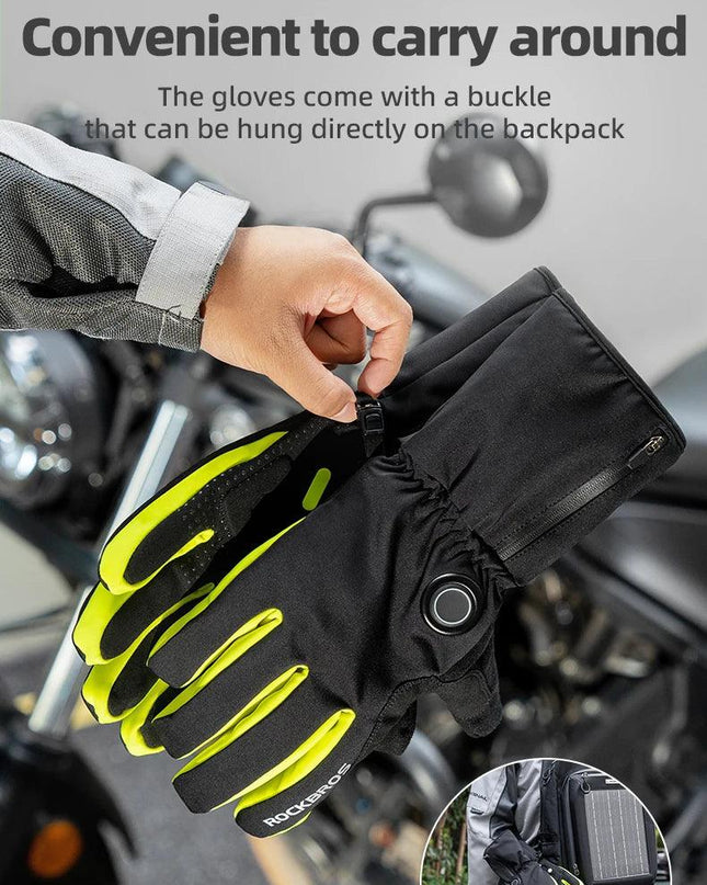 ROCKBROS Warm Heating Gloves Cycling Electric Heating Gloves Intelligent Sensing Winter Thermal Ski Long Glove Type-C charging