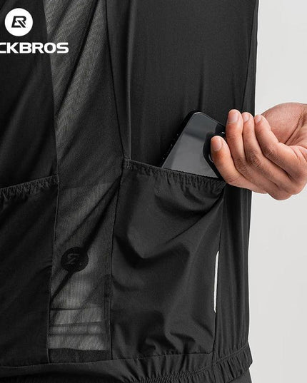 ROCKBROS Cycling Vest for Men Breathable Bicycle Clothing Outdoor Sports Windproof Running Vest Reflective Quick Dry Jersey