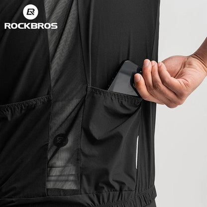 ROCKBROS Cycling Vest for Men Breathable Bicycle Clothing Outdoor Sports Windproof Running Vest Reflective Quick Dry Jersey