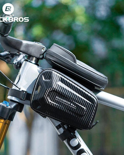 ROCKBROS Bicycle Bag Shockproof Touchscreen Top Tube Bags EVA Hard Shell Front Frame Phone Case Bike Bag Cycling Accessories