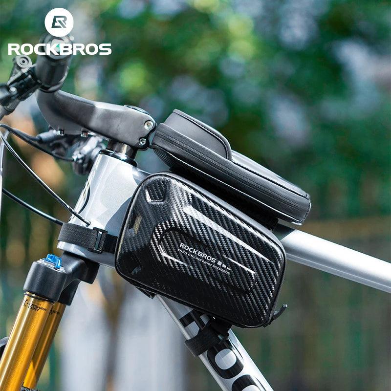 ROCKBROS Bicycle Bag Shockproof Touchscreen Top Tube Bags EVA Hard Shell Front Frame Phone Case Bike Bag Cycling Accessories