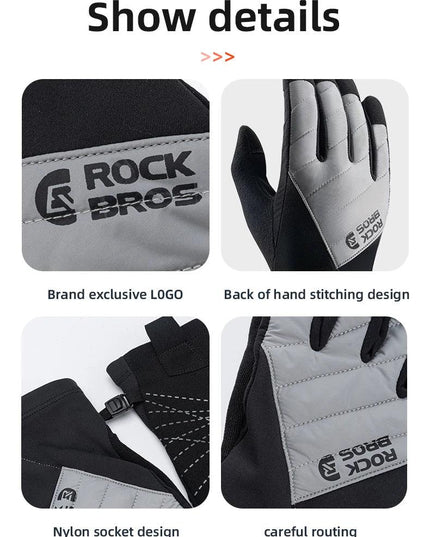 ROCKBROS Bicycle Gloves Breathable Non-slip Cycling Gloves Touch Screen Winter Thermal Warm Full Finger Glove Riding Gloves