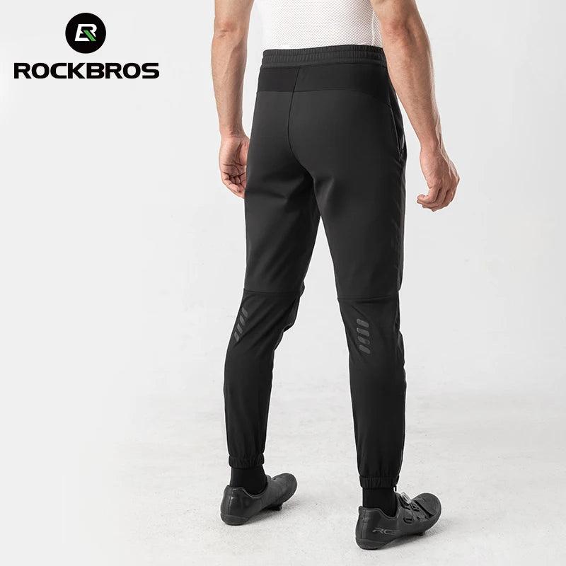 ROCKBROS Cycling Pants Windproof Warm Autumn Winter Bike Pants Fleece-lined Long Pants Riding Fitness Trousers Sport Equipment