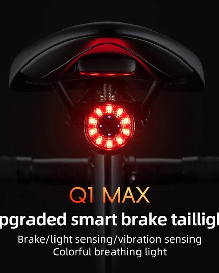 ROCKBROS Smart Bicycle Taillight Type-C Charging Auto Brake Sensing LED Rear Light Aluminum Alloy Bike Lamp Accessories Q1MAX