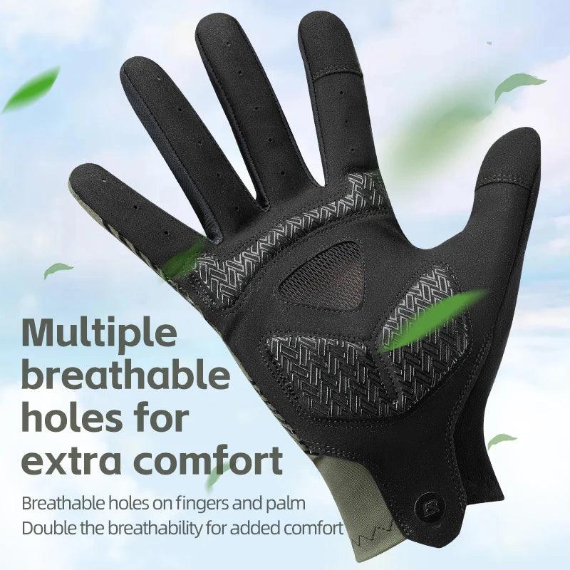 ROCKBROS Summer Cycling Gloves Breathable MTB Road Bike Non-slip Gloves Touch Screen Spring Full Finger Motorcycle Riding Gloves