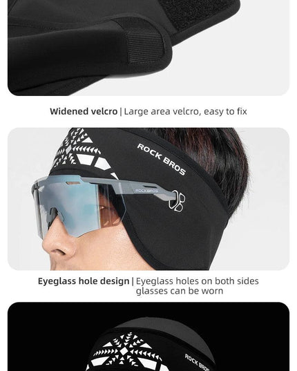 ROCKBROS Outdoor Cycling Headband Ear Warmer Men Winter Cycling Workout Windproof Double Layer Warm Earmuffs Headwear Sweatband