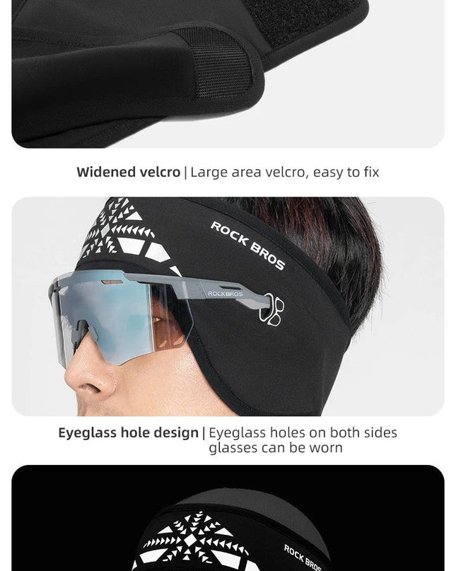 ROCKBROS Outdoor Cycling Headband Ear Warmer Men Winter Cycling Workout Windproof Double Layer Warm Earmuffs Headwear Sweatband