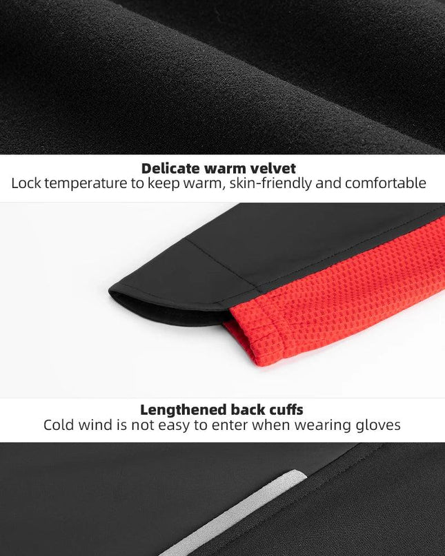ROCKBROS Cycling Jersey Sets Winter Bicycle Clothes Windproof Thermal Fleece Bike Long Pants Outdoor Fishing Hiking Camping