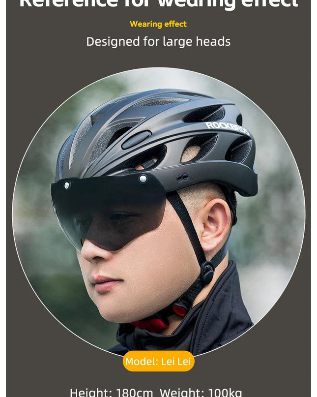 ROCKBROS Bicycle Helmet Integrally-molded Bike Helmet Motor Electric Scooter Riding Helmet Removable Lens Capacete Ciclismo