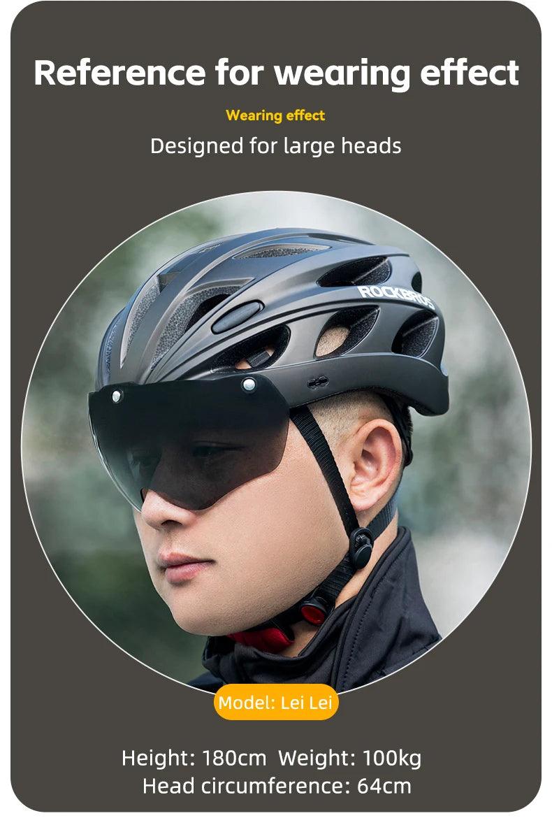 ROCKBROS Bicycle Helmet Integrally-molded Bike Helmet Motor Electric Scooter Riding Helmet Removable Lens Capacete Ciclismo