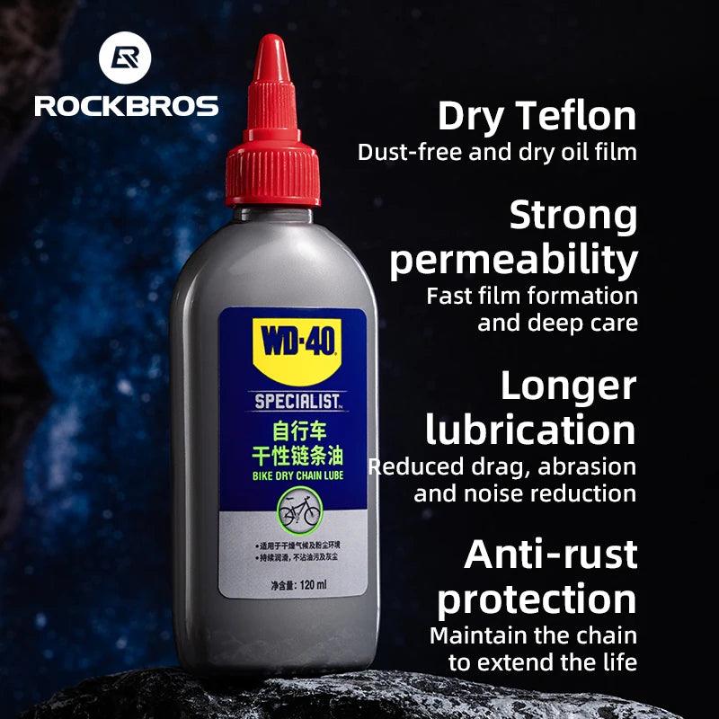 ROCKBROS WD40 120ML Chain Lubricant Dry Lube Chain Oil Long-Lasting Bike Chain Oil Anti-Rust Protection Co-branded Chain Oil