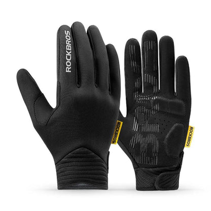 ROCKBROS Cycling Gloves MTB Road Bike Non-slip Gloves Touch Screen Winter Thermal Fleece Warmer Windproof Gloves Full Finger