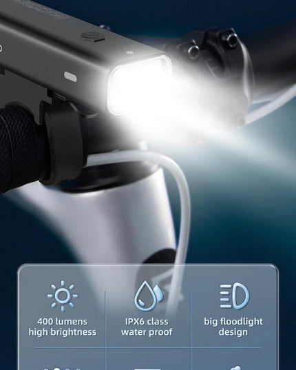 ROCKBROS Bike Light Rainproof Type-C Charging LED 2000mAh MTB Front Lamp Headlight Aluminum Ultralight Flashlight Bicycle Light