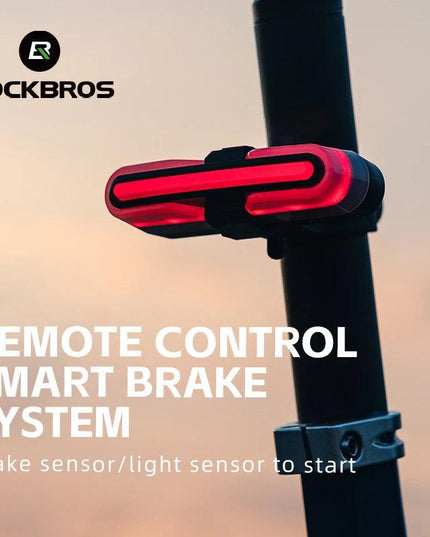 ROCKBROS Bicycle Smart Rear Light Type-C Charging IPX6 Brake Sensor Auto Stop Cycling Taillight Warning Light Bike Accessories