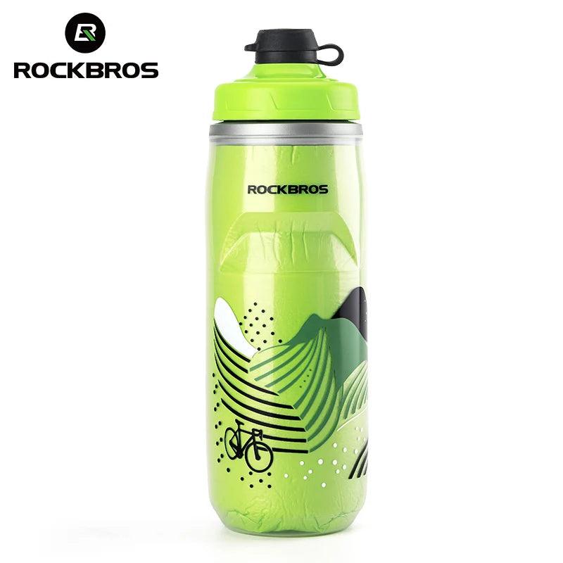 ROCKBROS Cycling Water Bottle Cold Water Insulated Thermal Silicone Bottle Fitness Outdoor Bicycle Portable 620ml Water Kettle