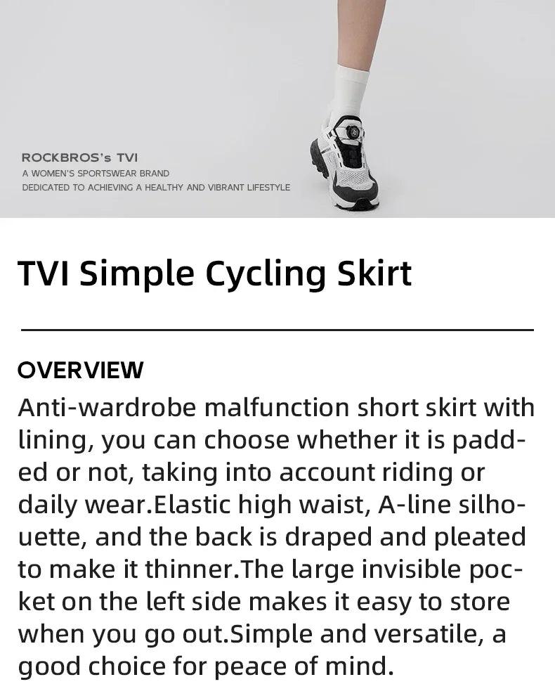 ROCKBROS TVI Cycling Skirt for Women Summer Breathable Running Cycling Outdoors Tennis Sport Skirt Pockets Fitness Casual Shorts