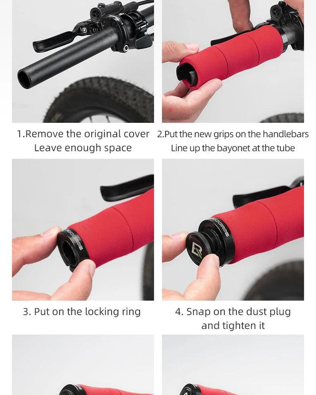 ROCKBROS Bamboo Joint Handlebar Grips EVA MTB Bike With Dust Plug Soft Ultralight Bicycle Handle Alloy Cycling Accessories