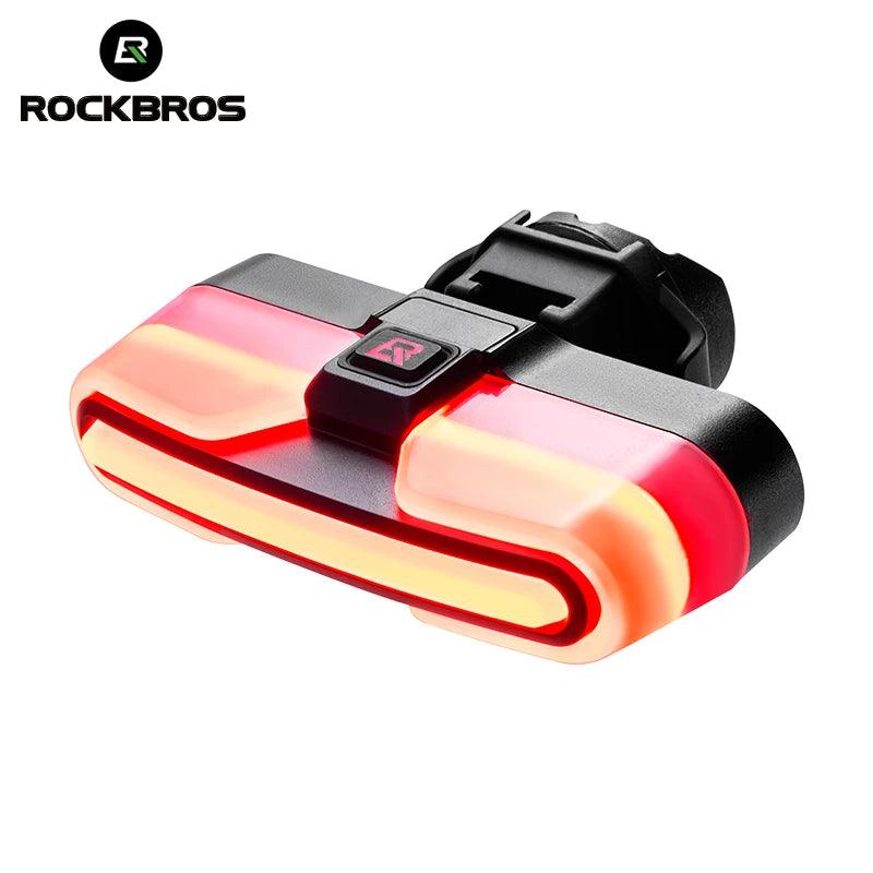 ROCKBROS Bicycle Tail Light Type-C Rechargeable IPX6 Bike Taillight LED Warning Rear Lamp 500mAh Smart Light Sensing Flashlight