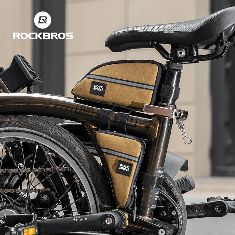 ROCKBROS Bicycle Bag Ultralight Top Front Tube Frame Triangle Bag for Brompton Bike 0.8L Lengthened Design Bike Bag Accessories