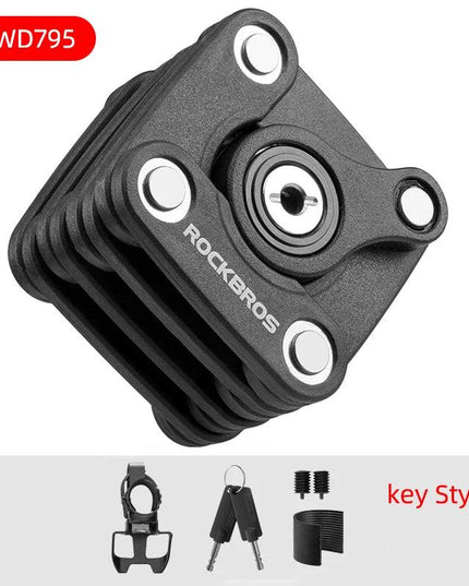 ROCKBROS Bike Lock With Keys Bicycle Lock High-Security Anti-Theft Portable Cycling Chain Lock With Mount Bracket Accessories