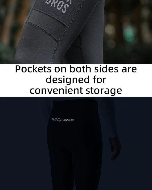 ROCKBROS Cycling Pants Thermal Fleece Winter 3D Padded Riding Leggings Tights Reflective Breathable Mountain Bike Sport Trousers