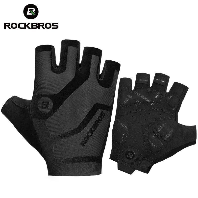 ROCKBROS Cycling Men's Gloves Breathable Shockproof Cycling Gloves Summer Fingerless Gloves MTB Mountain Bicycle Gloves Sports