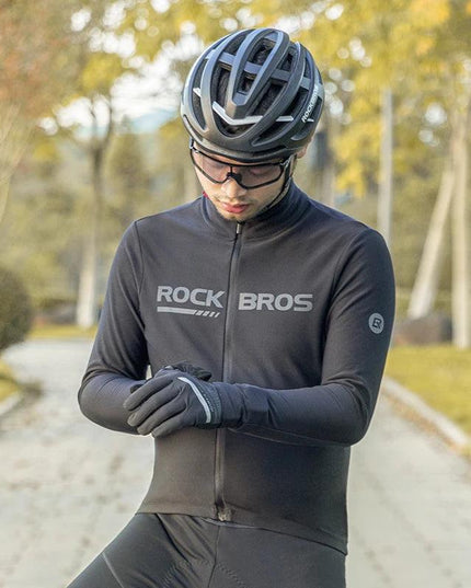 ROCKBROS Cycling Jersey Set Winter Spring Jacket Bibs Pants Long Sleeve MTB Bicycle Clothing Maillot Thermal Fleece Wear Suit