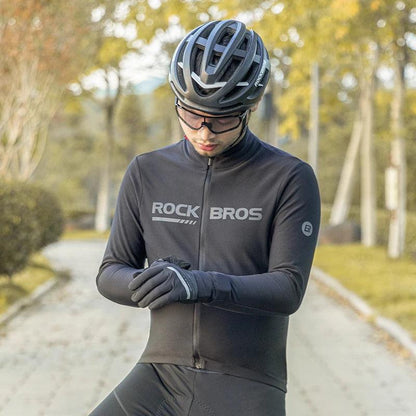 ROCKBROS Cycling Jersey Set Winter Spring Jacket Bibs Pants Long Sleeve MTB Bicycle Clothing Maillot Thermal Fleece Wear Suit