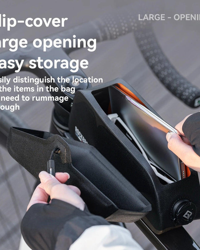 ROCKBROS Waterproof Bicycle Top Tube Bag Lightweight Bike Frame Pack Durable Cycling Storage Bag for Mountain and Road Bikes