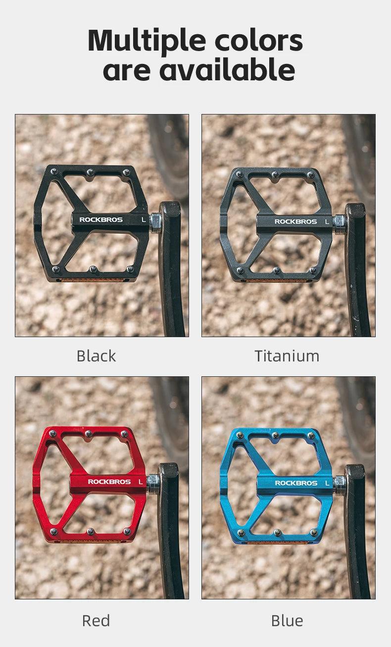 ROCKBROS Bicycle Pedals Save Effort Aluminum Alloy Anti-slip MTB Road Mountain Reflective Bearing Cycling Pedals Bike Accessory