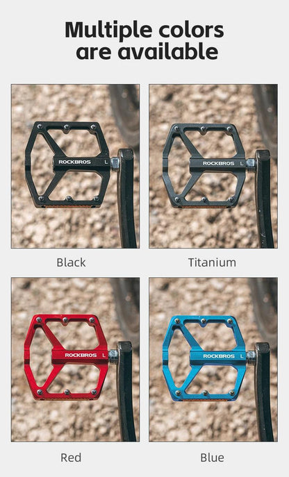 ROCKBROS Bicycle Pedals Save Effort Aluminum Alloy Anti-slip MTB Road Mountain Reflective Bearing Cycling Pedals Bike Accessory