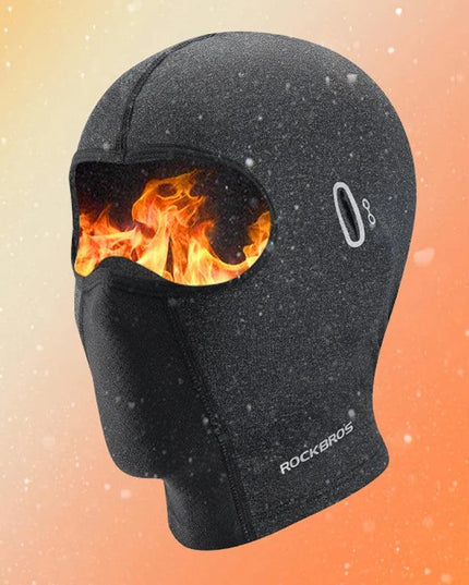 ROCKBROS Warm Windproof Cycling Headgear Breathable Face Mask Outdoor Electric Bicycle Balaclava Bike Skiing Fleece Head Hat