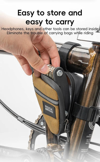 ROCKBROS Mini Triangle Bag Portable Bicycle Bag Ultralight Top Front Tube Frame Triangle Bag for Brompton Bike Cycling Accessory