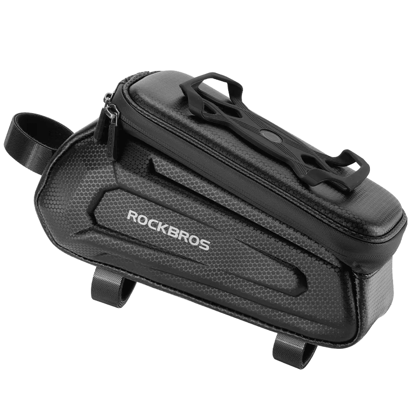 ROCKBROS Bike Bag Front Handlebar Bag Hard Shell 360° Cell Phone Holder With Touch Screen Waterproof Front Frame Cycling Bag