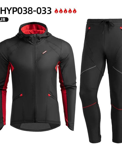 ROCKBROS Cycling Jersey Sets Winter Bicycle Clothes Windproof Thermal Fleece Bike Long Pants Outdoor Fishing Hiking Camping