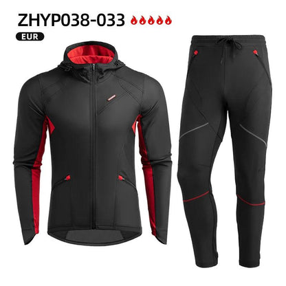 ROCKBROS Cycling Jersey Sets Winter Bicycle Clothes Windproof Thermal Fleece Bike Long Pants Outdoor Fishing Hiking Camping