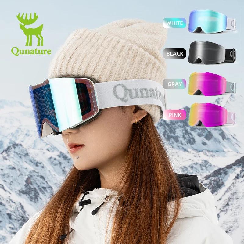 Qunature Ski Goggles Large Frame Snowboard Snow Goggles Double Layers UV400 Anti-fog Ski Glasses Skiing Outdoor Sport Eyewear