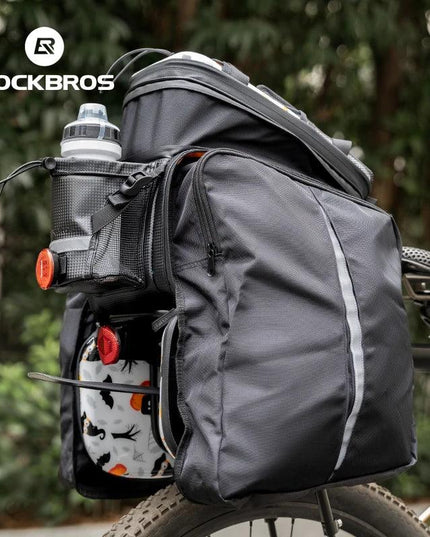 ROCKBROS 3 In 1 Bicycle Trunk Bag 35L Big Quality MTB Gravel Bike Bag Hard Shell Travel Luggage Panniers with Waterproof Cover