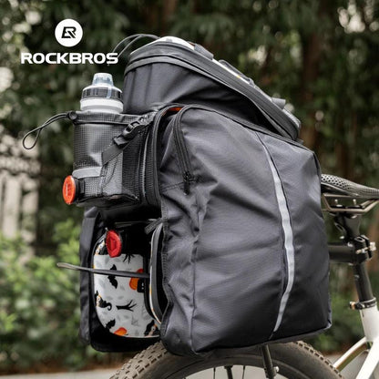 ROCKBROS 3 In 1 Bicycle Trunk Bag 35L Big Quality MTB Gravel Bike Bag Hard Shell Travel Luggage Panniers with Waterproof Cover