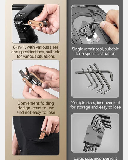 ROCKBROS 8 in 1 Bicycle Repair Tool Portable Bike Bicycle Screwdriver Repair Cycling Tool Mountain Bike Wrench Multi Tools