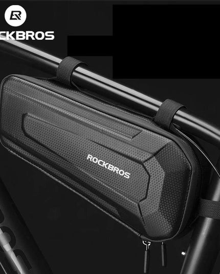ROCKBROS Hard Shell Bicycle Bag MTB Road Bike Bag Carbon Pattern Waterproof Top Tube Bag Cycling Saddle Bag 1.5L High Capacity