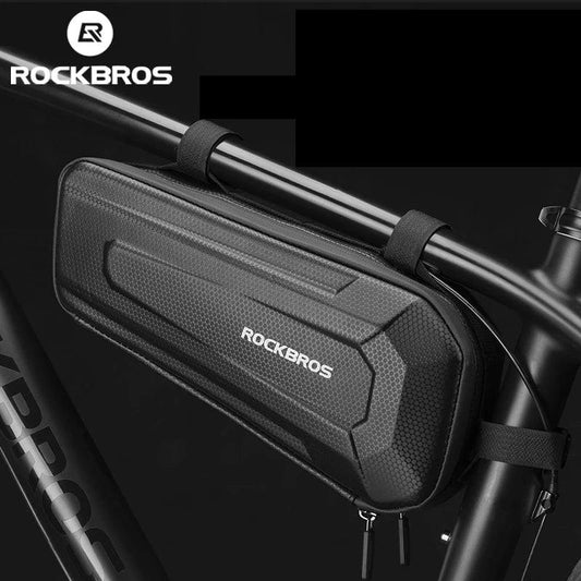 ROCKBROS Hard Shell Bicycle Bag MTB Road Bike Bag Carbon Pattern Waterproof Top Tube Bag Cycling Saddle Bag 1.5L High Capacity