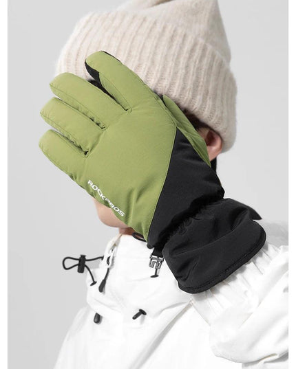 ROCKBROS Winter Ski Gloves Waterproof Snow Keep Warm Windproof Gloves Snowboard Gloves Touch Screen Fleece Motor Riding Gloves
